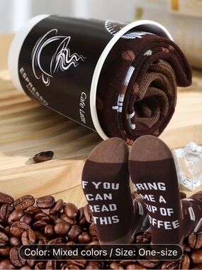 Espresso Coffee-Themed Brown Socks